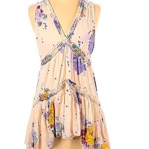 Free People Floral Tunic in Cream and Purple